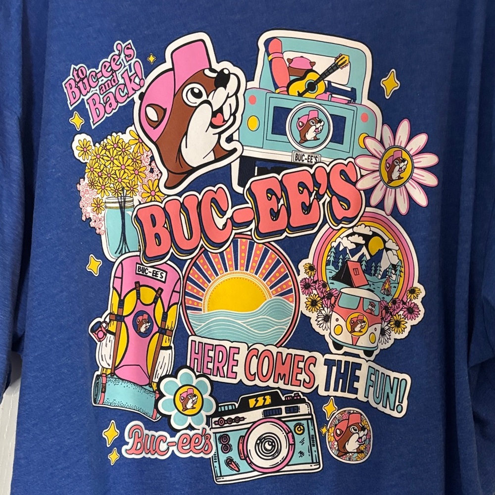 New Buc-ee's Blue Short Sleeve Women's Tee - Picture 3 of 6